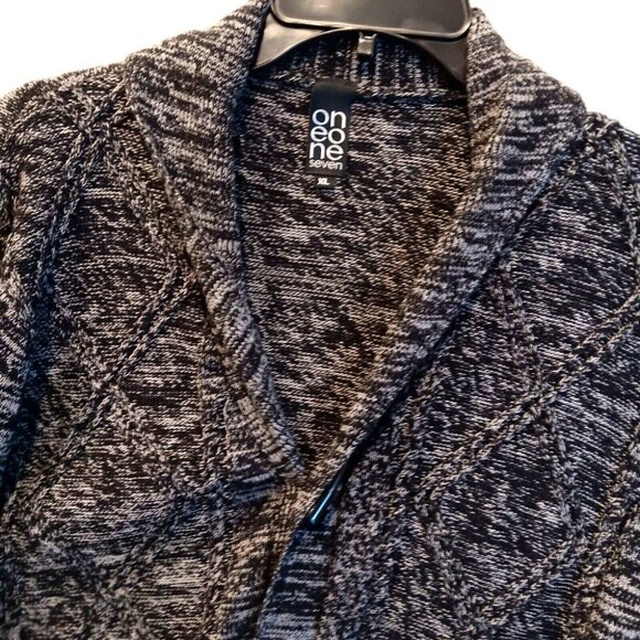 Button Cardigan Sweater Womens XL Black & Gray 100% Thick Cotton - Picture 3 of 8